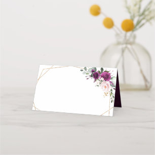 パープルプラム赤面ピンクローゼジオメトリック結婚ス プレイスカード