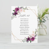 パープルプラム ブラッシュ ピンク ジオメトリック シーティングチャート 招待状 (スタンド正面)
