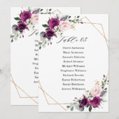 パープルプラム ブラッシュ ピンク ジオメトリック シーティングチャート 招待状 (正面/裏面)