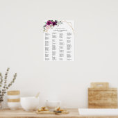 パープルプラム ブラッシュ ピンク ローズ ウェディング ゲスト席 案内表 ポスター (キッチン)