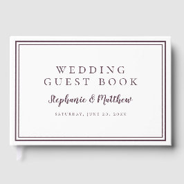 パープルプラム&ホワイト シック シンプル ミニマル ウェディング ゲストブック