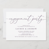 パープルプラム ミニマルエンゲージメントパーティー 招待状 (正面)