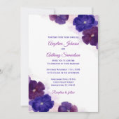 パープルプラム ロイヤルブルー 水彩花 モダンウェディング 招待状 (正面)