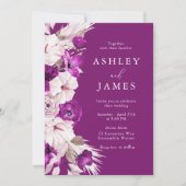 パープルプラム&赤面ウォーター結婚カラー 招待状 (正面)