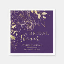 パープルプラム&金ゴールドモダンフローラブライダルシャワー昼寝