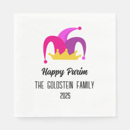 パープルプリムハットファミリー名 スタンダードランチョンナプキン