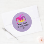 パープルプリムピエロハットファミリー名 ラウンドシール (封筒)