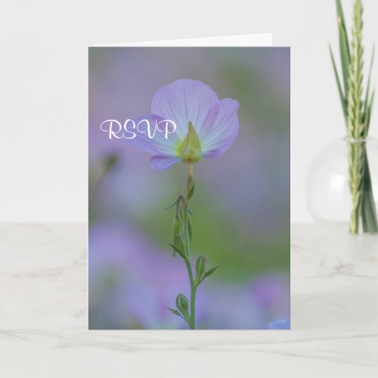 パープルプリムローズの出欠確認 招待状 (正面)