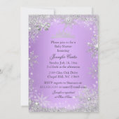 パープルプリンセスウィンターベビーシャワーブルネット 招待状 (裏面)