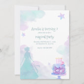 パープルプリンセスガールバースデーパーティー 招待状 (正面)