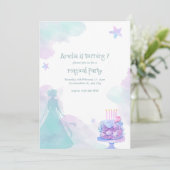 パープルプリンセスガールバースデーパーティー 招待状 (スタンド正面)