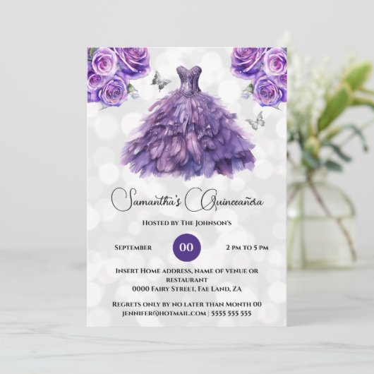 パープルプリンセスキンセアニラファンタジーボールガウンバラ 招待状 (スタンド正面)