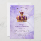 パープルプリンセスクラウンフェアユタリーバースデーパーティー 招待状 (正面)