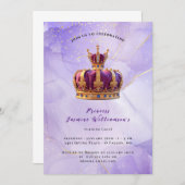 パープルプリンセスクラウンフェアユタリーバースデーパーティー 招待状 (正面/裏面)