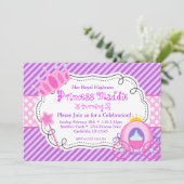 パープルプリンセスクラウン&キャリッジバースデーパーティー 招待状 (スタンド正面)