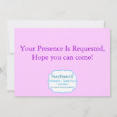 パープルプリンセスクラウン&キャリッジバースデーパーティー 招待状 (裏面)