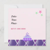 パープルプリンセスケーキパーティの招待状 招待状 (裏面)