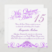 パープルプリンセスティアラキンセアニェラ招待状 招待状 (正面/裏面)