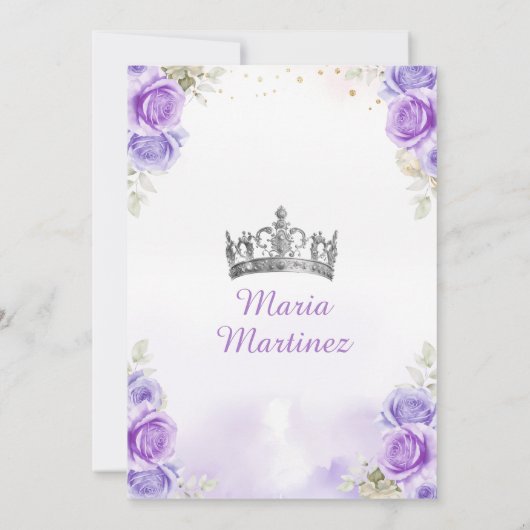 パープルプリンセスドレスフローラシルバーキンセアニラ 招待状 (裏面)