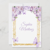 パープルプリンセスドレスラベンダーフローラミカンス 招待状 (裏面)