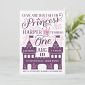 パープルプリンセスパーティー最初の誕生日招待状 招待状 (スタンド正面)