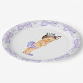 パープルプリンセスベビーシャワー ペーパープレート (アングル)