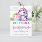 パープルプリンセスユニコーンバースデーパーティー 招待状 (スタンド正面)