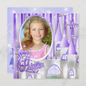 パープルプリンセス誕生日パーティー 招待状 (正面/裏面)