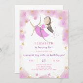 パープルプリンセス誕生日招待状 招待状 (正面/裏面)