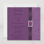 パープルプリントグリッター＆アメシスト＆ダイヤモンドの輝き 招待状 (裏面)