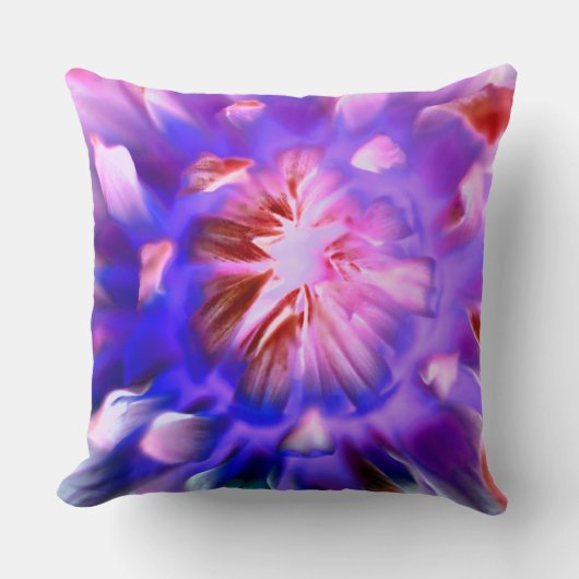 パープルプリントフローラ装飾用クッション クッション (正面)