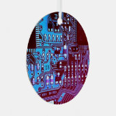 パープルプリント基板ギークPCBカスタム メタルオーナメント (正面右)