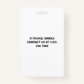 パープルプレイドフォトID学校先生 バッジ (裏面)