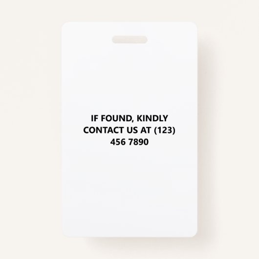 パープルプレイドフォトID学校先生 バッジ (裏面)