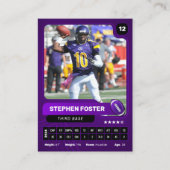 パープルプロアメリカンフットボール選手トレーディングカード コーリングカード (正面)