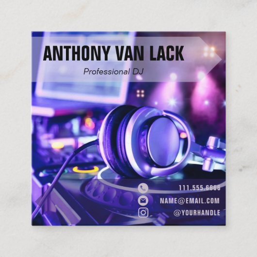 パープルプロフェッショナルDJ スクエア名刺 (正面)
