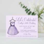 パープルプロム祝ドレスバースデーパーティー 招待状 (スタンド正面)