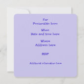 パープルプードルガールズパーソナライズされたサンキュー 招待状 (裏面)