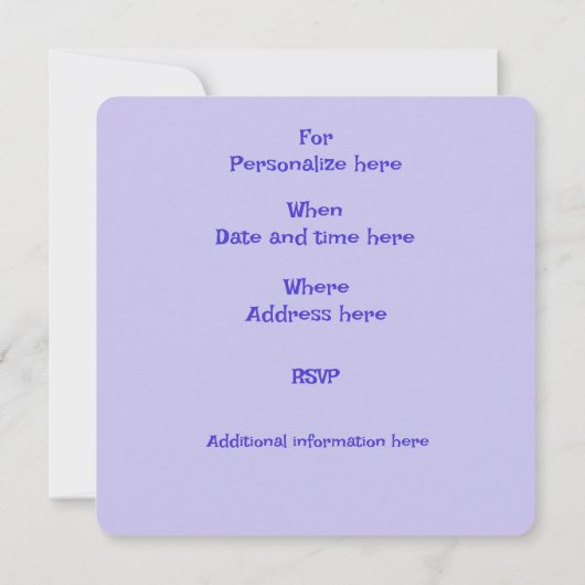 パープルプードルガールズパーソナライズされたサンキュー 招待状 (裏面)