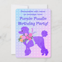 パープルプードルガールズ誕生日サンプル招待状 招待状