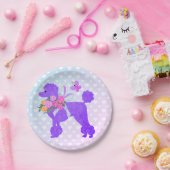 パープルプードルパーティーガールズ誕生日 ペーパープレート (パーティー)