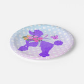 パープルプードルパーティーガールズ誕生日 ペーパープレート (アングル)