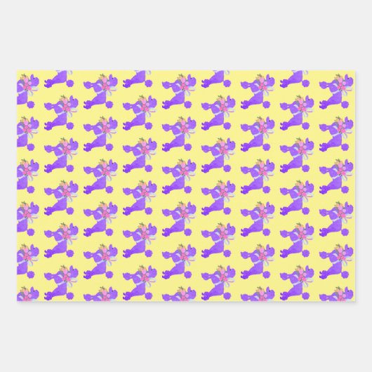 パープルプードル ラッピングペーパーシート (正面)