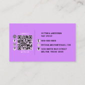 パープルヘアグリッタードリップタイポグラフィスタイリストサロン 名刺 (裏面)