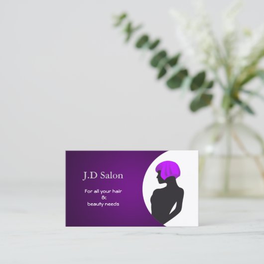 パープルヘアサロン名刺 名刺 (スタンド正面)