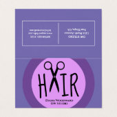 パープルヘアドライザーズ折畳みビジネスロイヤリティカード 名刺 (外部フラット)