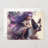 パープルヘアフェアフェアティアリアドボストンテリアファンタジー ポストカード (正面/裏面)
