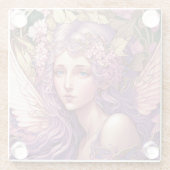 パープルヘアフェアリーエンジェルファンタジーアート ガラスコースター (裏面)