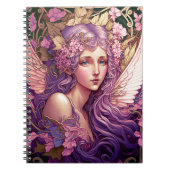 パープルヘアフェアリーエンジェルファンタジーアート ノートブック (正面)