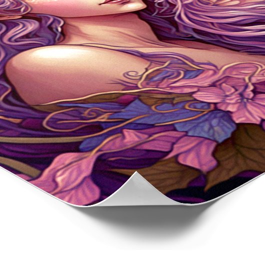 パープルヘアフェアリーエンジェルファンタジーアート ポスター (角)